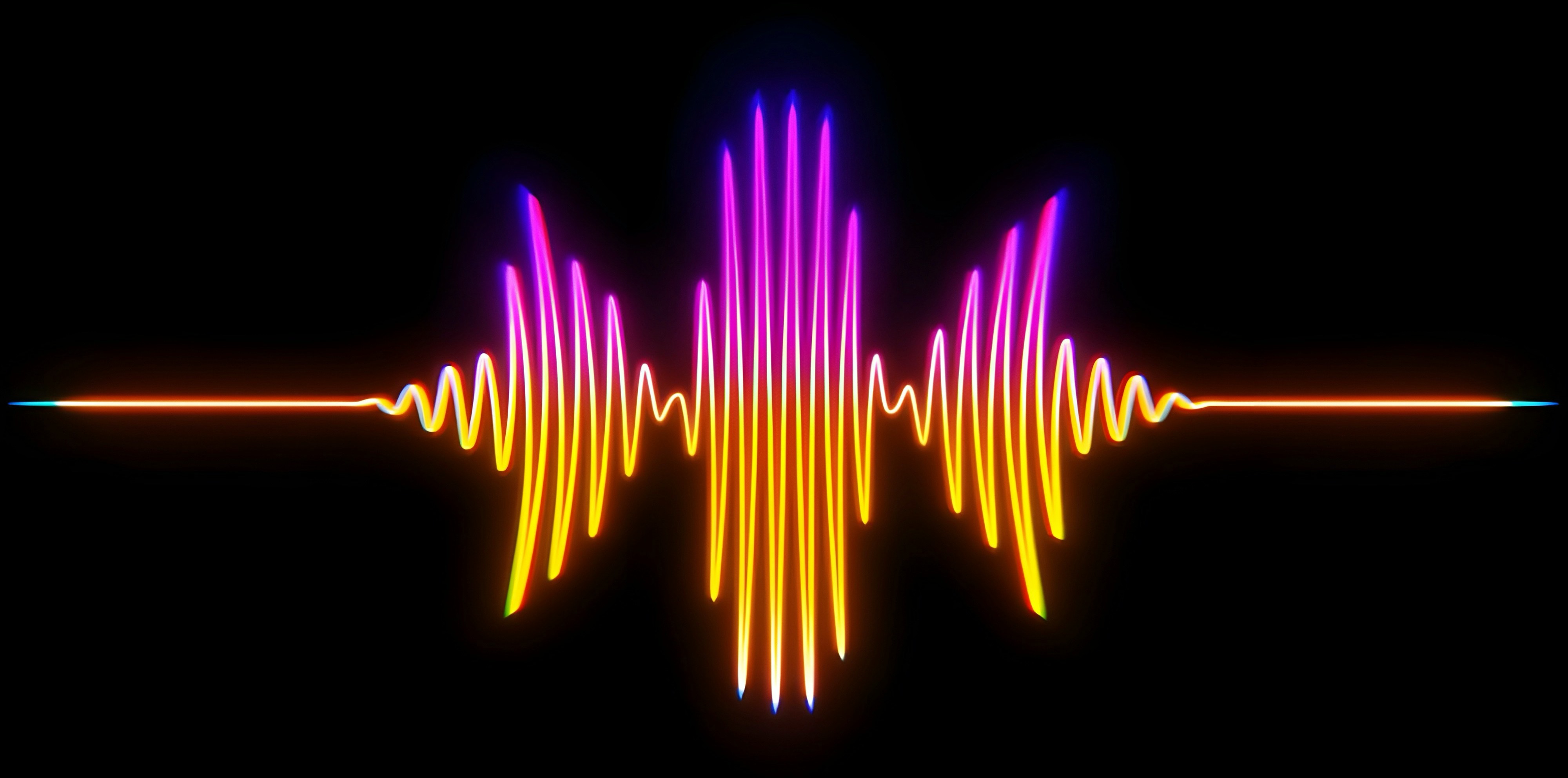 Abstract colorful sound wave on dark background